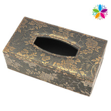 Flower Design Leather Tissue Box (ZJH078)